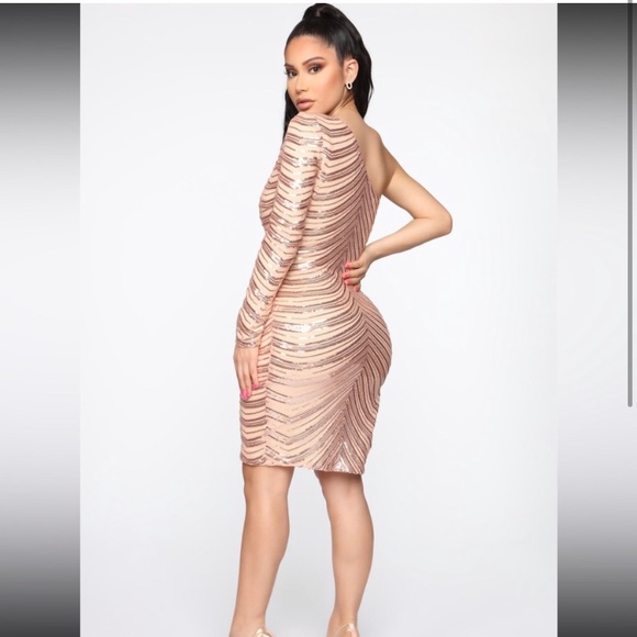 Fashion Nova Sequin One Shoulder Dress - Picture 2 of 5